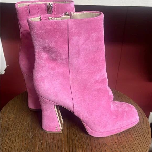Sam Edelman Jaye Sz 8.5 M Pink Suede Ankle Platform Heel
Booties - Picture 8 of 11
